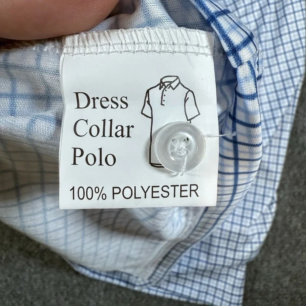 Collars and Co Polo Shirt Mens Small Blue Check Dress Collar Short Sleeve New‎ - Picture 8 of 11